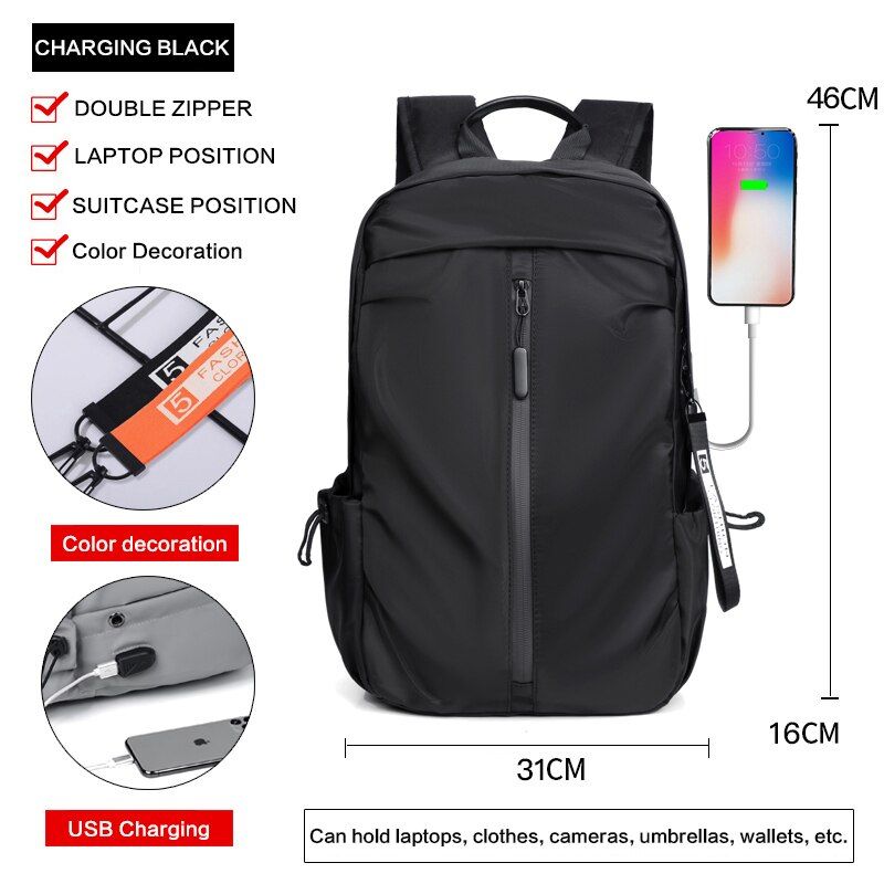 Men's Backpack Men's Oxford Textile Waterproof  Bag USB Charging  Backpack Men's  School Bag Sports Travel Bag College Bag