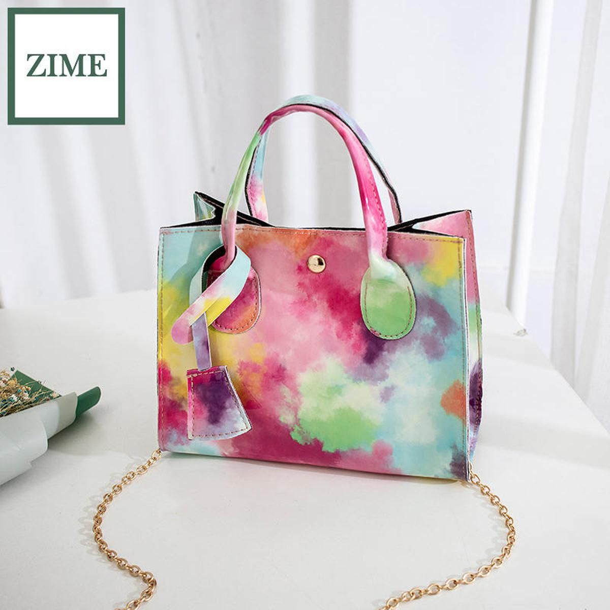 ZIME Summer and autumn Korean version of gradient color cloud and fog portable chain magnetic buckle small square bag shoulder diagonal