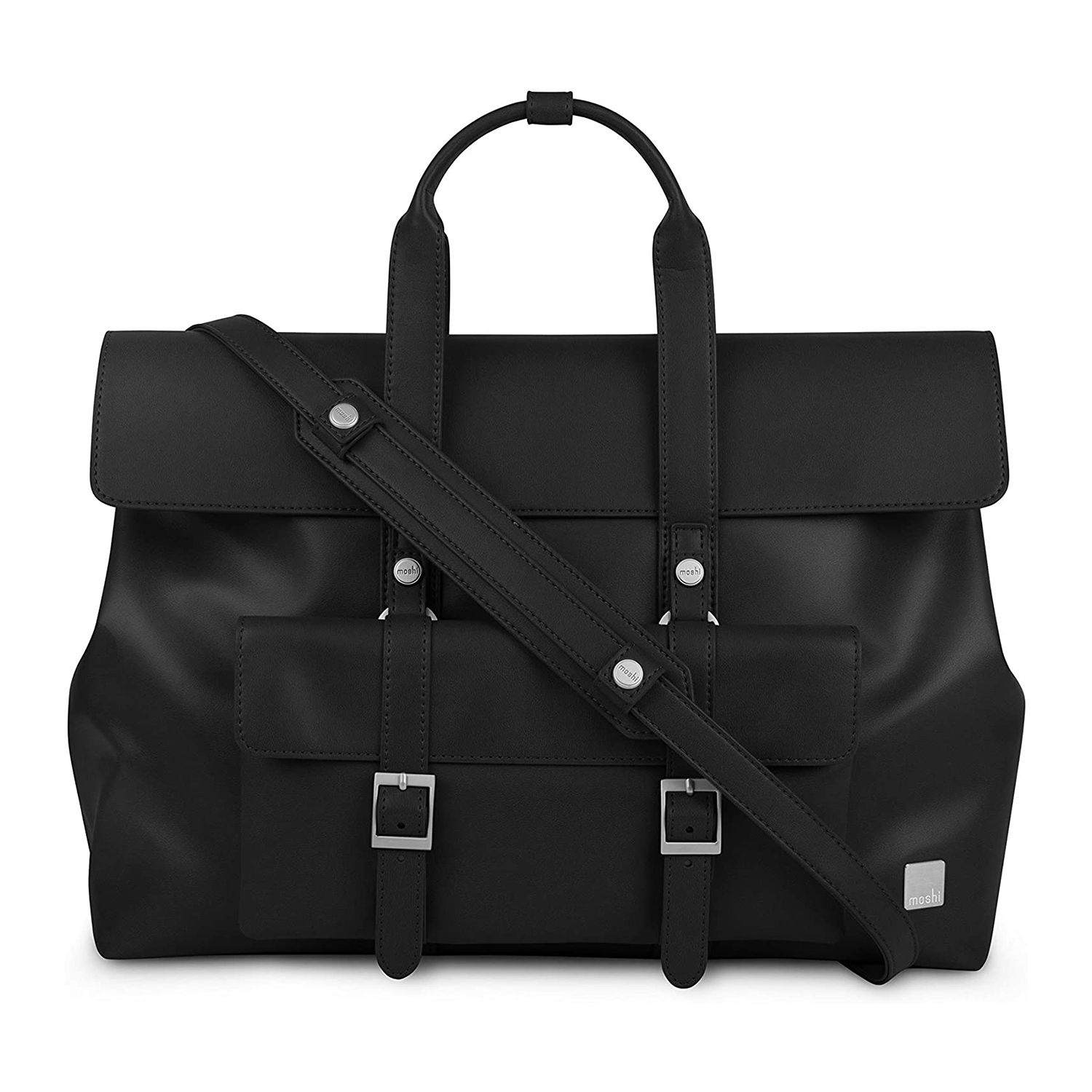 Moshi Treya lite 13 Inch Notebook Laptop Briefcase Backpack, MacBook Satchel, Premium Vegan Leather Bag - Black