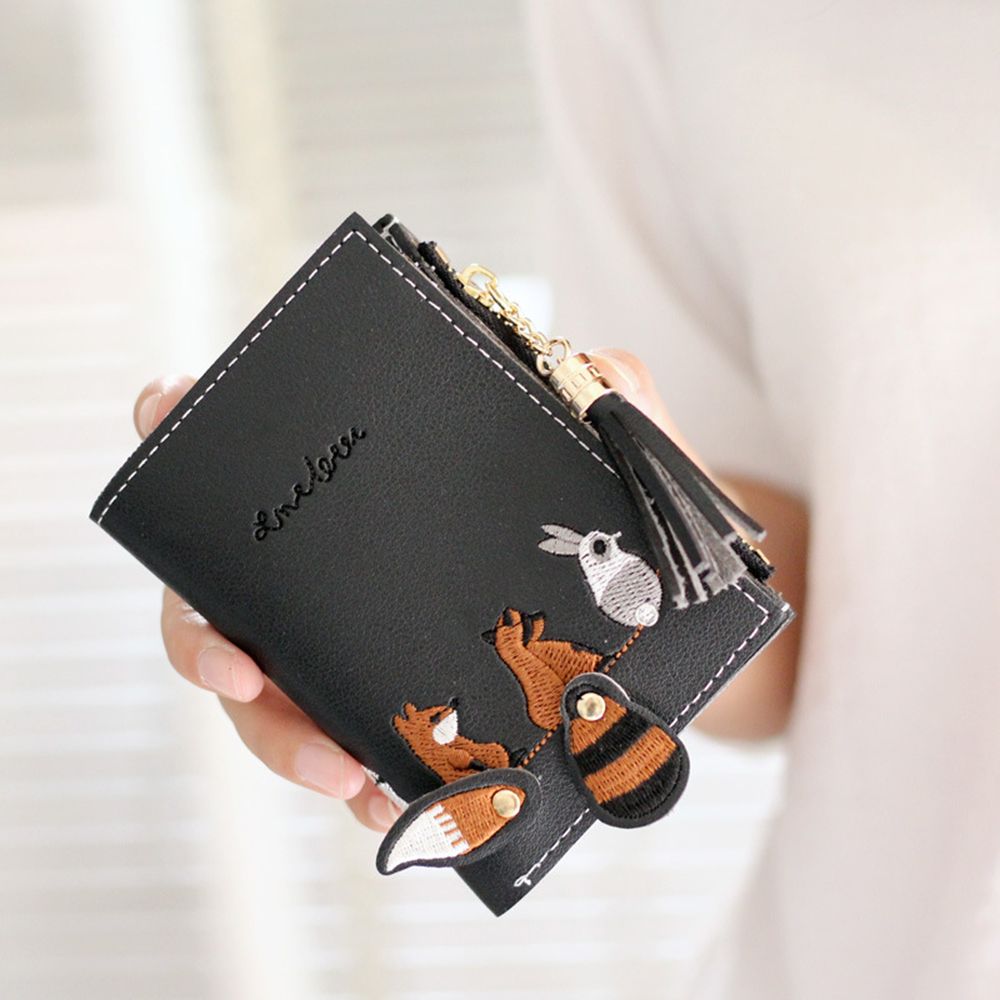 Small Fresh Women'S Wallet Cartoon Cute Tassel Short Purse Card Bag 2 Fold Folding Coin Purse hot sell