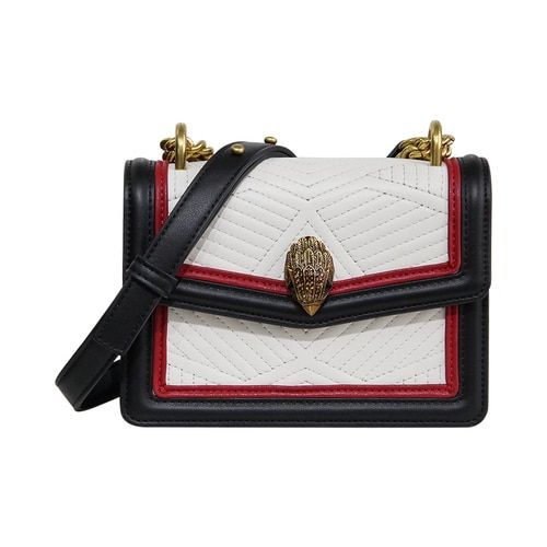 TekiEssica Leather Patchwork Flap Clear Metal Buckle Mini Chain Women Hand Shoulder Chain Messenger Ladies handbag