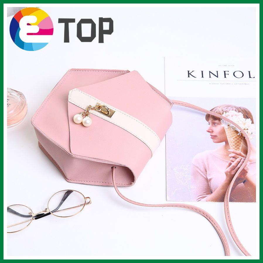 Korean style bag cover lock pearl pendant small square bag summer and autumn crossbody shoulder bag