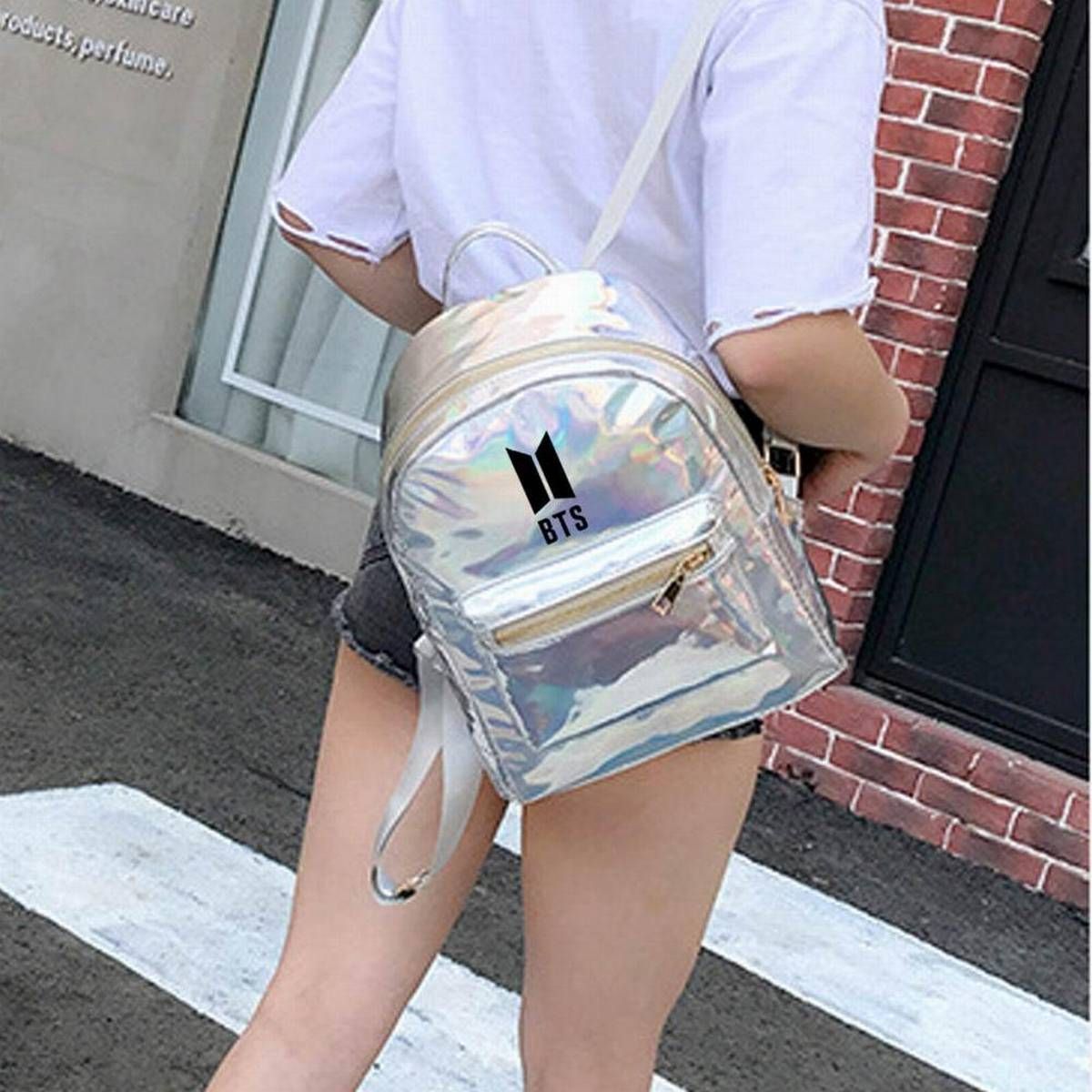 K-Pop Bts Women Fashion Mini Pu Leather Laser Backpack