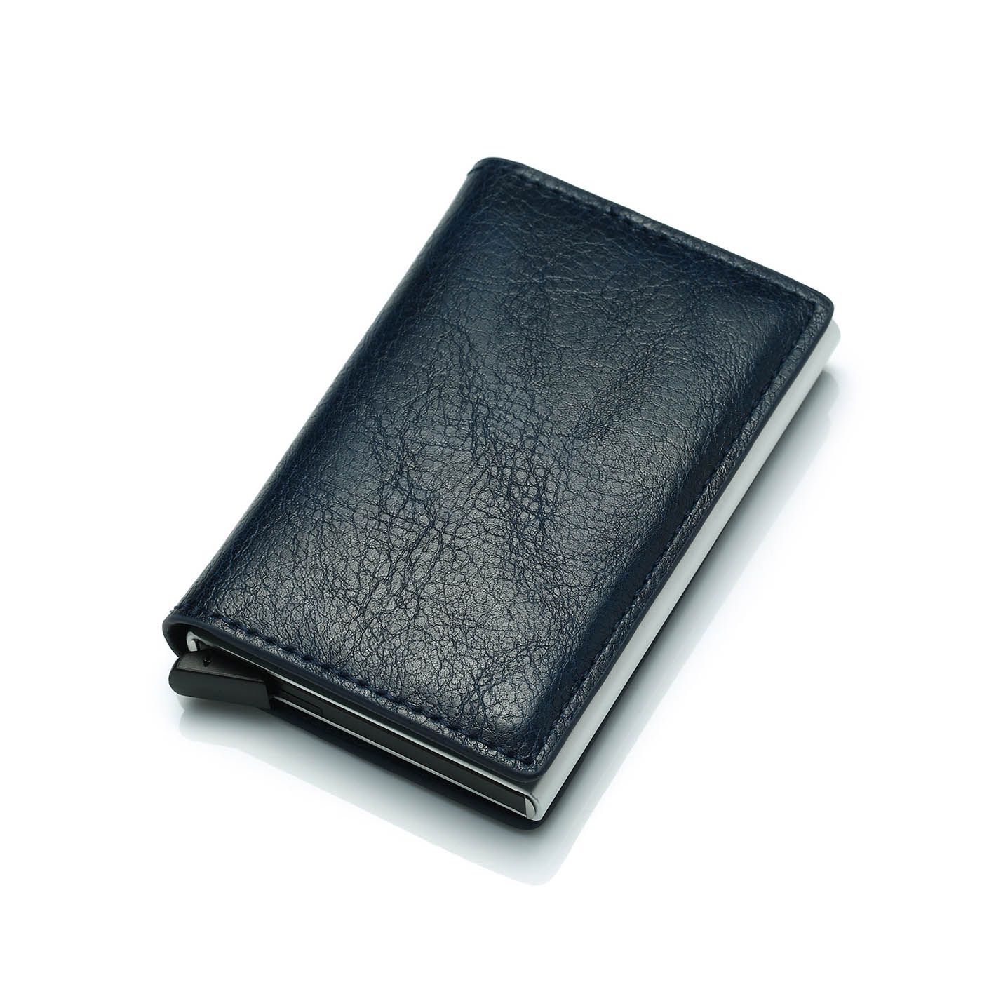 Men's Credit Card Holder Photo Engraving Anti RFID Blocking PU Small Wallet ID Card Case Metal Protection Purse Portomonee