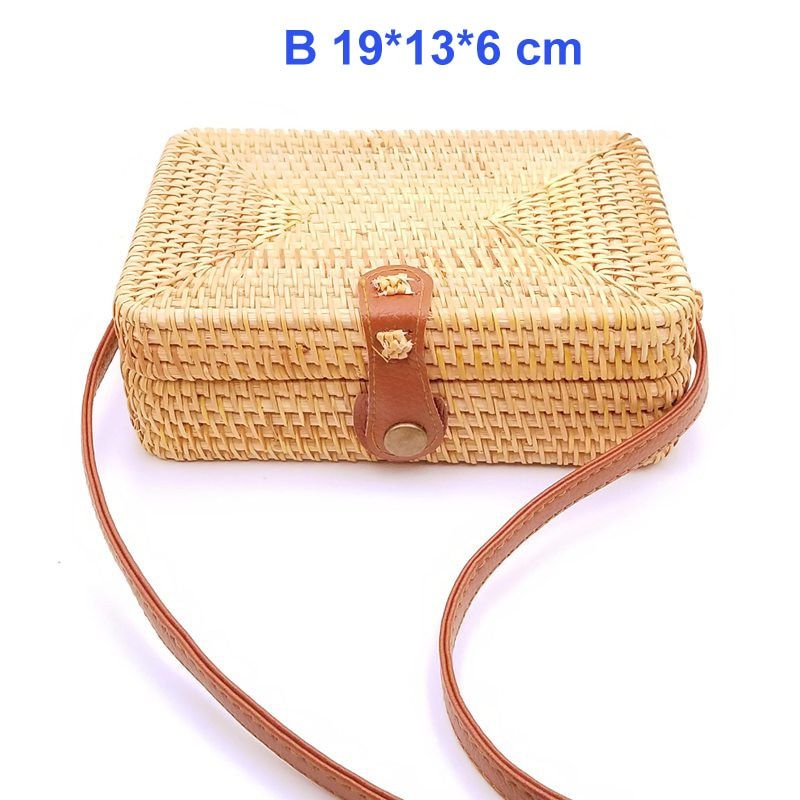 2021 Round Straw Bags Women Summer Rattan Bag Handmade Woven Beach Cross Body Bag Circle Bohemia Handbag Bali Lowest price L31