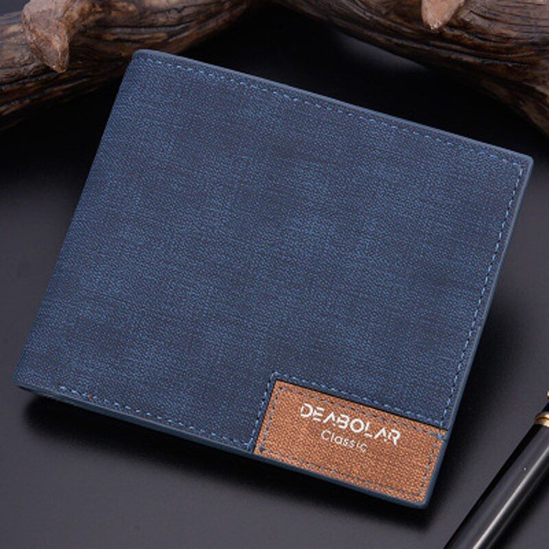 Vintage PU Leather Men Short Wallets Coin Purses Male Men Thin Multi-Card Wallet Canvas Slim Wallets