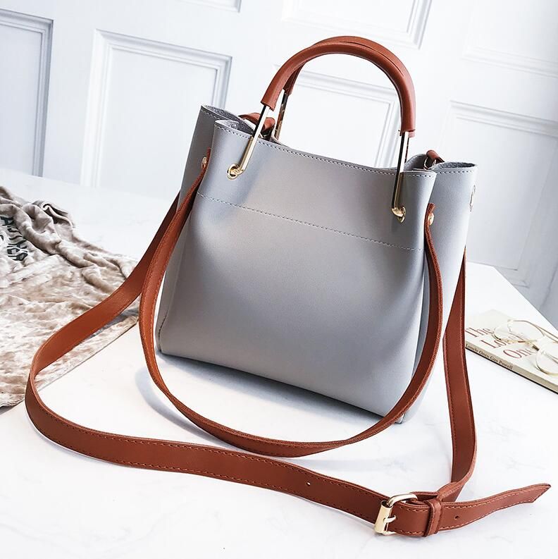Yogodlns Simple Style Women Bucket PU Leather Shoulder Designer Crossbody Messenger Female purse Ladies handbag
