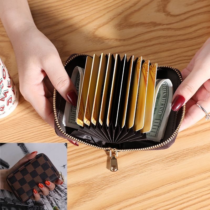 Men/Women Small Blocking Zipper Credit Card Wallet/Purse