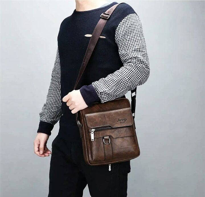 Jeep Buluo Man's Crossbody Shoulder Bag Backpack For Man - Coffee