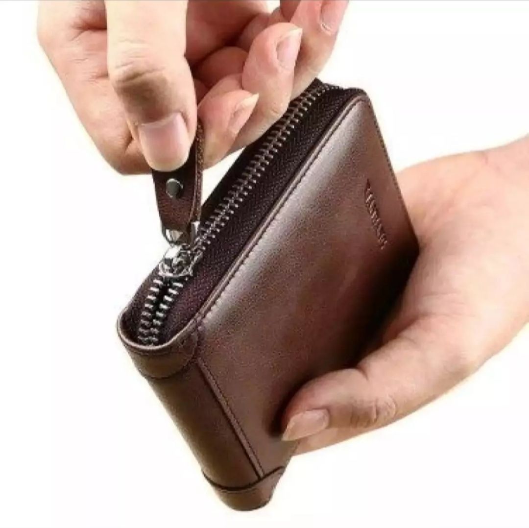 Round Zipper Stylish High quality Artificial Leather Wallet For Men - Wallet For Men - Money Bag For Men - মানি ব্যাগ