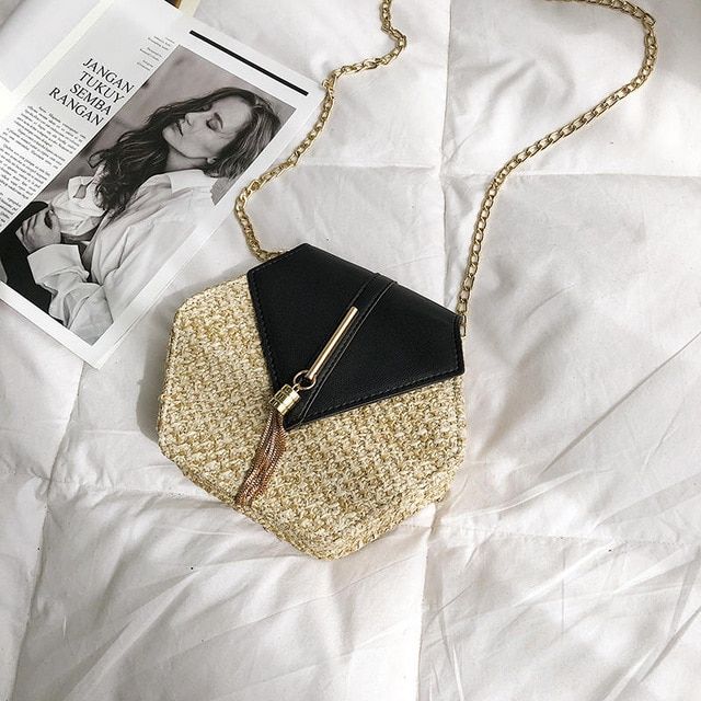 SWDF  Vintage Shoulder Rattan Woven Bags Beach Straw Bag Messenger Drawstring Women Straw Bag Crossbody Bag Ladies Drop Shipping
