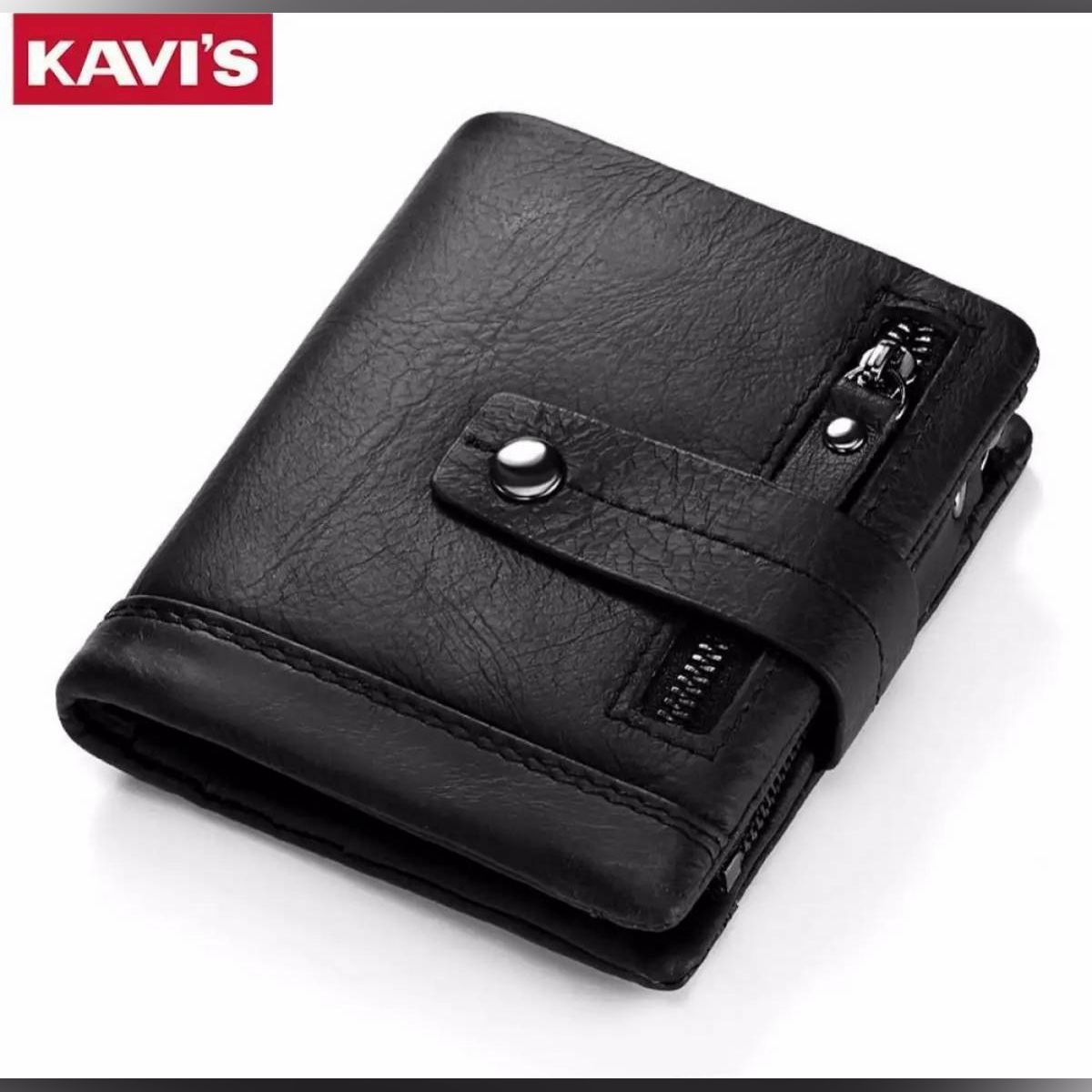 KAVI'S 100% Leather Vintage Small Man Wallets Mans Wallet Zipper Design With Coin Purse Pockets Mini Walet