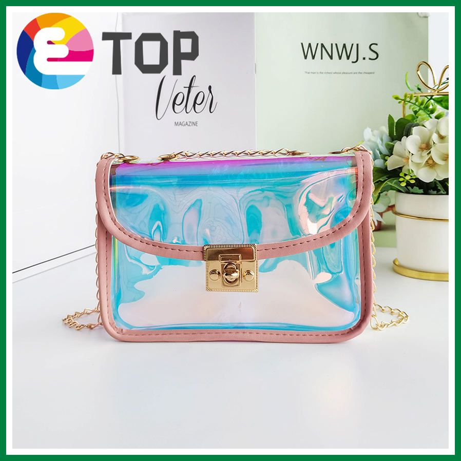 Summer Korean version of cool laser color matching lock chain small square bag shoulder diagonal bag