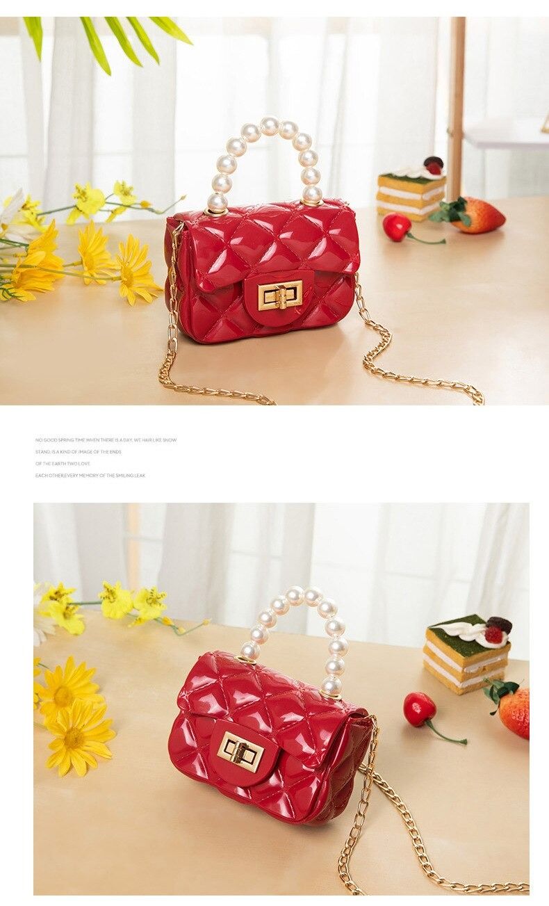 PVC jelly bag Mini lipstick bag female 2020 summer new style ladies pearl wrist one shoulder portable small bag