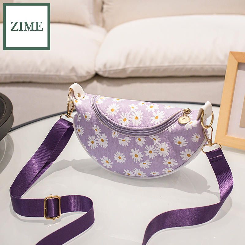 ZIME Female bag summer and autumn new printed wrinkle chrysanthemum small bag Korean style fresh one-shoulder diagonal chest bag