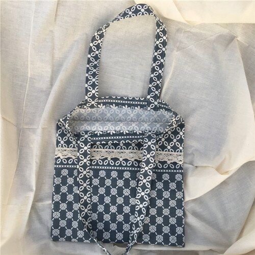 YILE Cotton linen Eco Shopping tote Shoulder Bag Print Geometry Flower 8914b