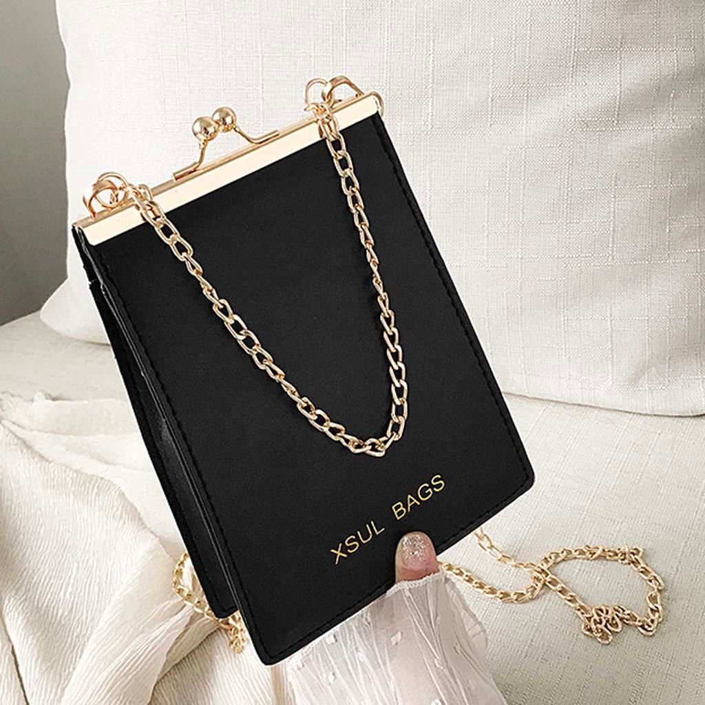 Women's Fashion Solid Color Shoulder Bag Chain Diagonal Bag Casual Handbag