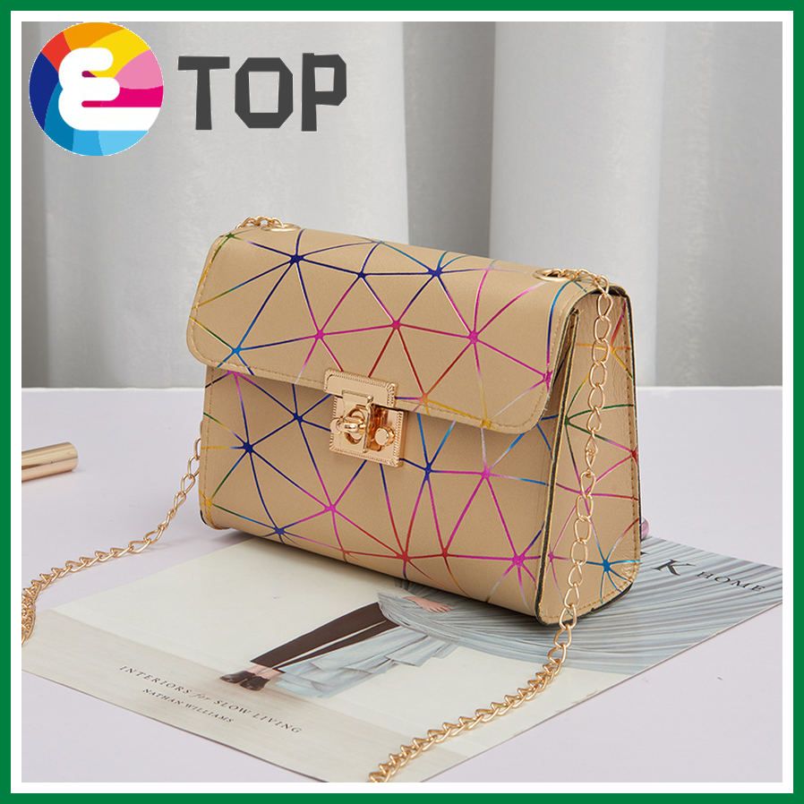 Female bag winter new fashion trend wild one-shoulder messenger bag rhomboid colorful lock chain small bag