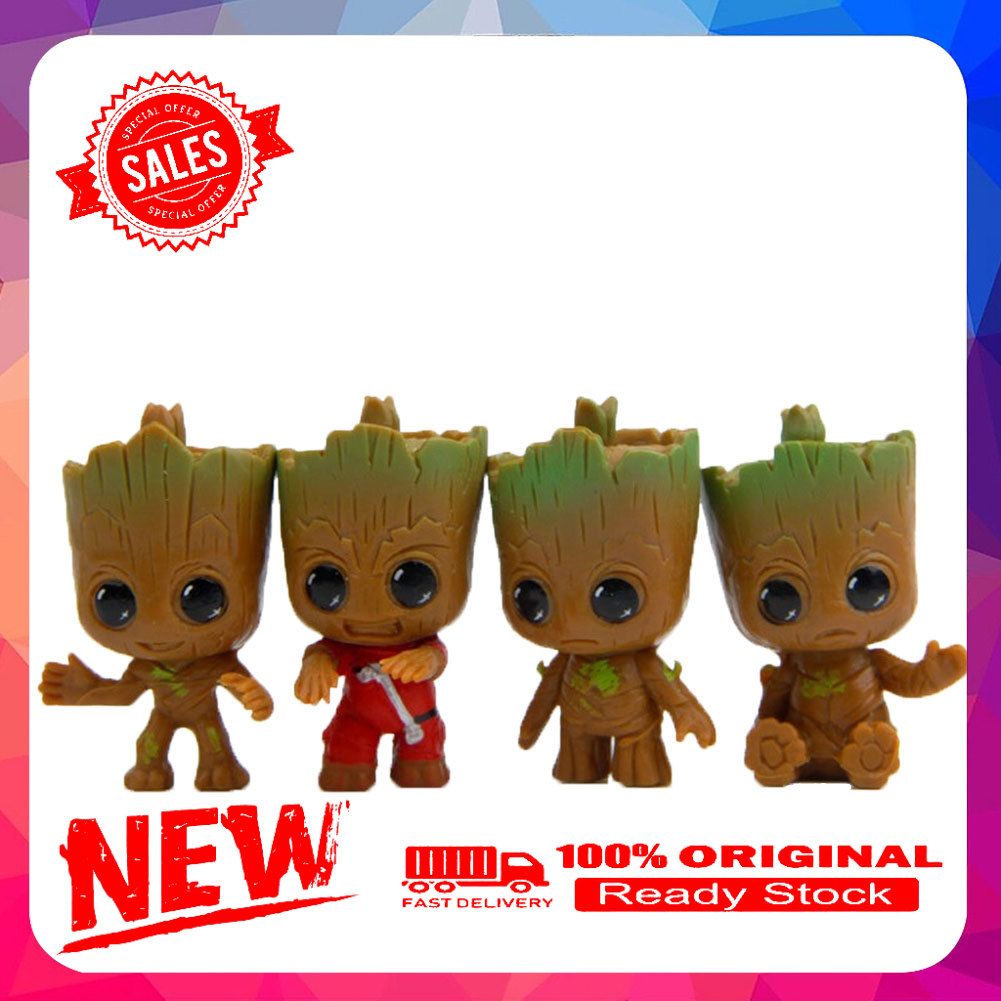 4Pcs Guardians of Galaxy Man Groot Figure Pendant Key Ring Holder Keychain