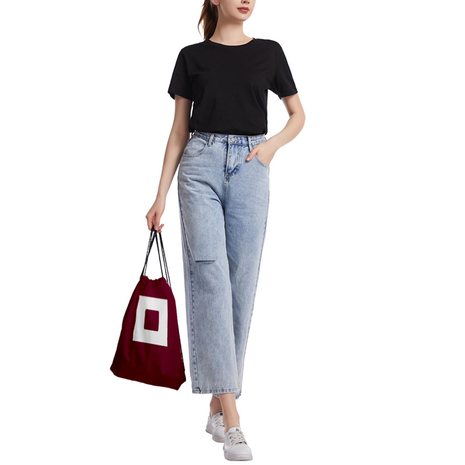 Female Backpack, Multipurpose Numbers Print Drawstring Bag Knapsack Shoulders Bag for Women