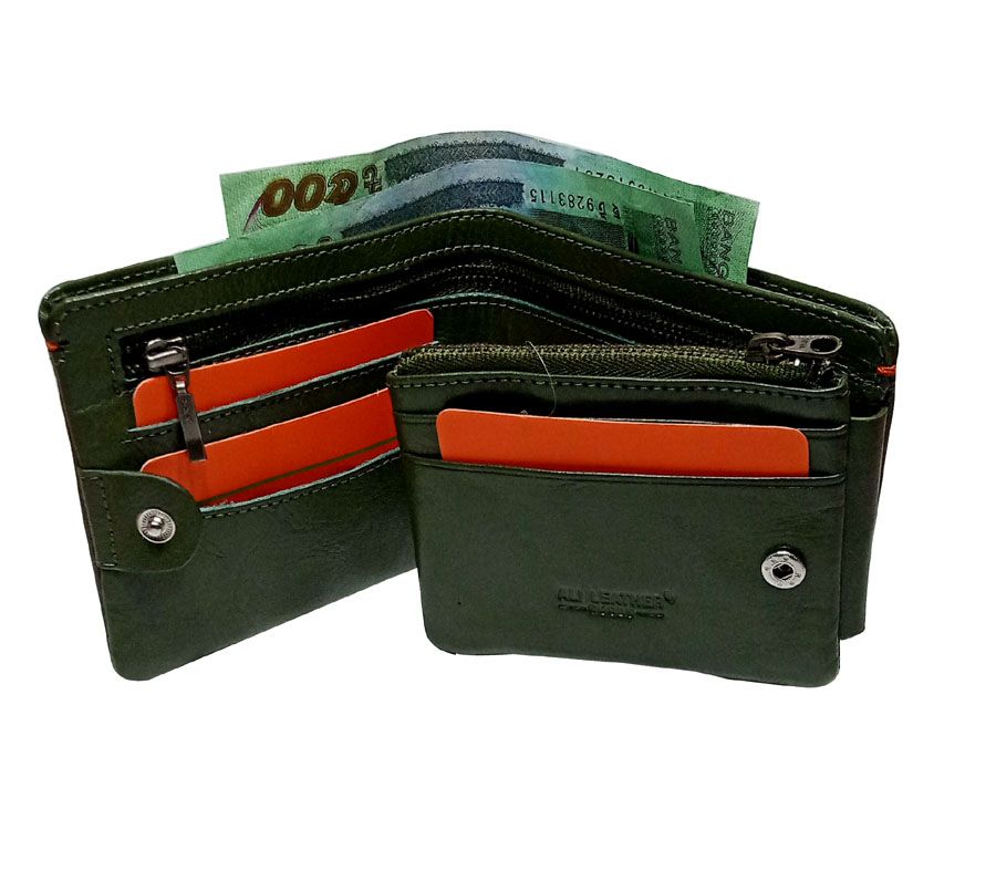 100% Leather Card Holder and Two  Pockets Wallet for Men
