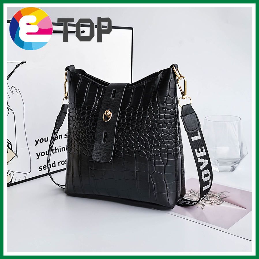 Small bag crocodile pattern purse summer Korean style ladies one-shoulder personalized printing strap bucket bag