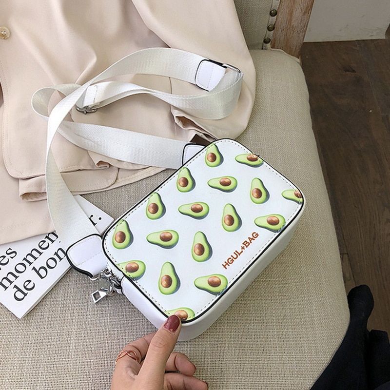 Fruit Avocado Handbag Small Box Shape Shoulder Bag Pink Strawberry Crossbody Bag Watermelon Handbags Fashion Messenger Bag 2021
