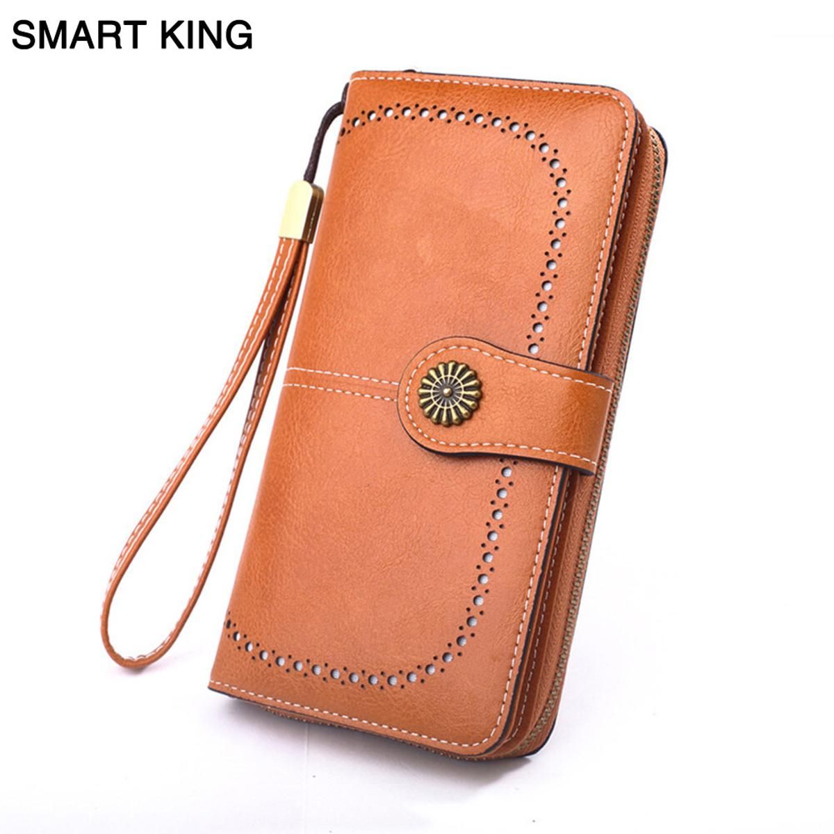 Smart King New Fashion Long Wallet Purse For Women Girls Pu Leather Korea Ladies Zipper Phone Bag Handbag Party Large Cpacity