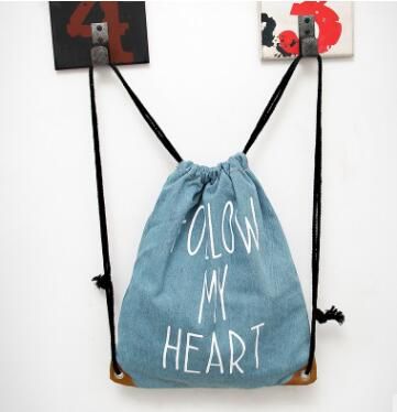 New Drawstring Backpack Cotton Canvas Travel Softback Man Women sackpack letter Distinctive Drawstring Bag I hate