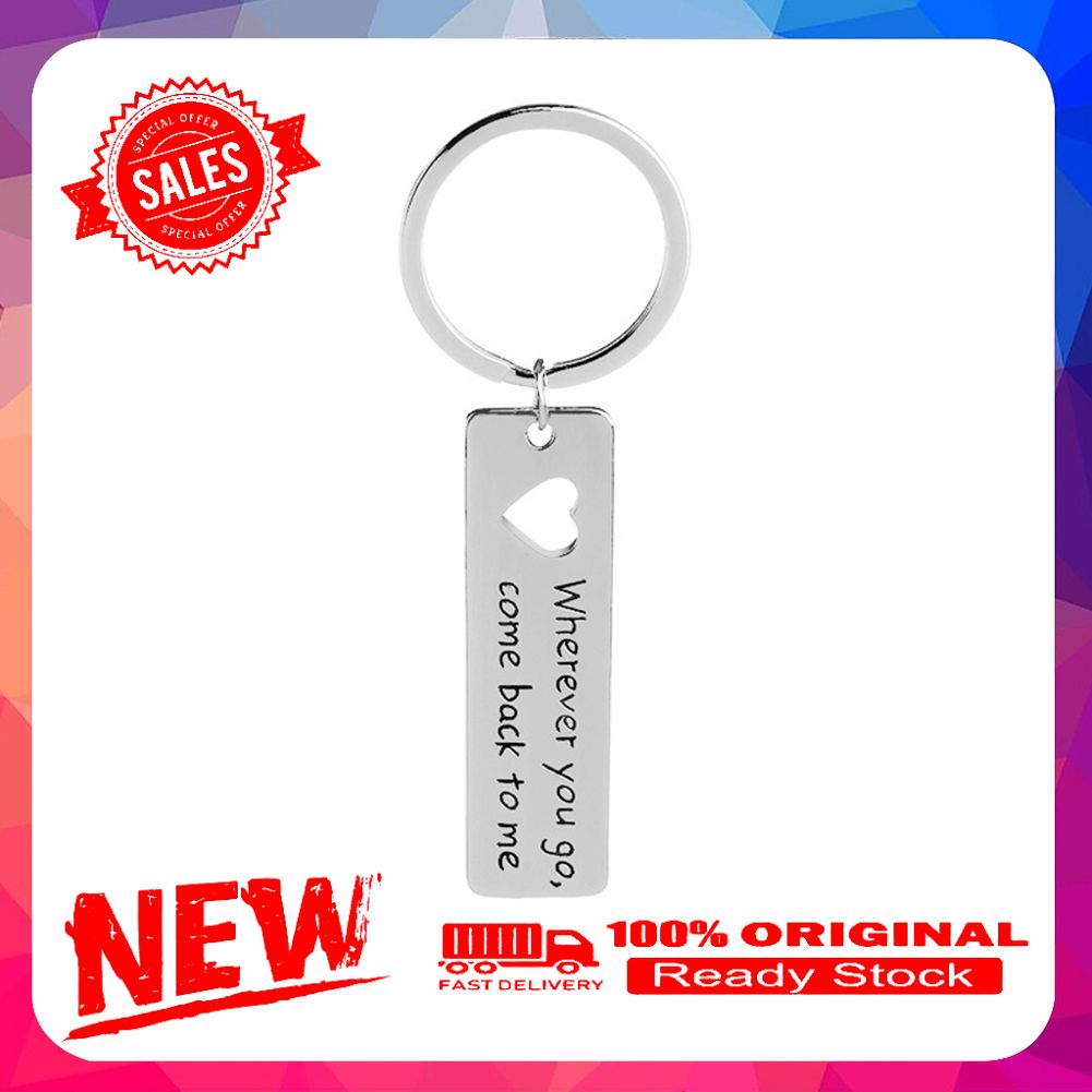Letter Tag Pendant Wherever You Go Come Back to Me Key Ring Bag Decor Keychain