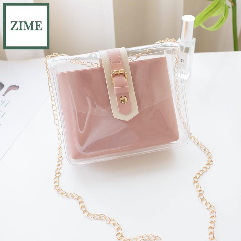 ZIME Ladies transparent jelly bag summer and autumn Korean version of candy color one-shoulder messenger bag