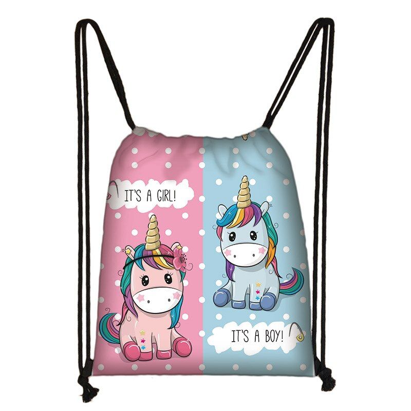 cute unicorn backpack for teenager girl storage bags women fashion shopping bag kids bookbag canvas party drawstring bag