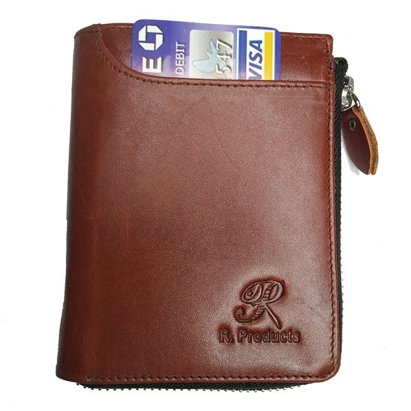 Mens Leather Wallet Slim Front Pocket Wallet Billfold RFID Blocking