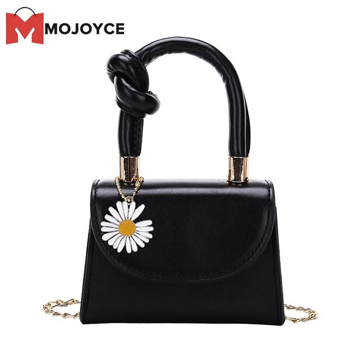Ladies Simple Versatile Bags Fashion Women PU Small Shoulder Bags Daisy Badge Chain Totes Handbag