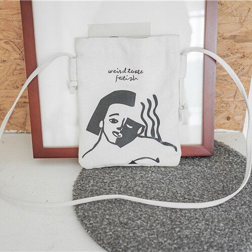 Youda New Cartoon Graffiti Canvas Shoulder Bags Female Korean Simple Wild Mini Crossbody Bag