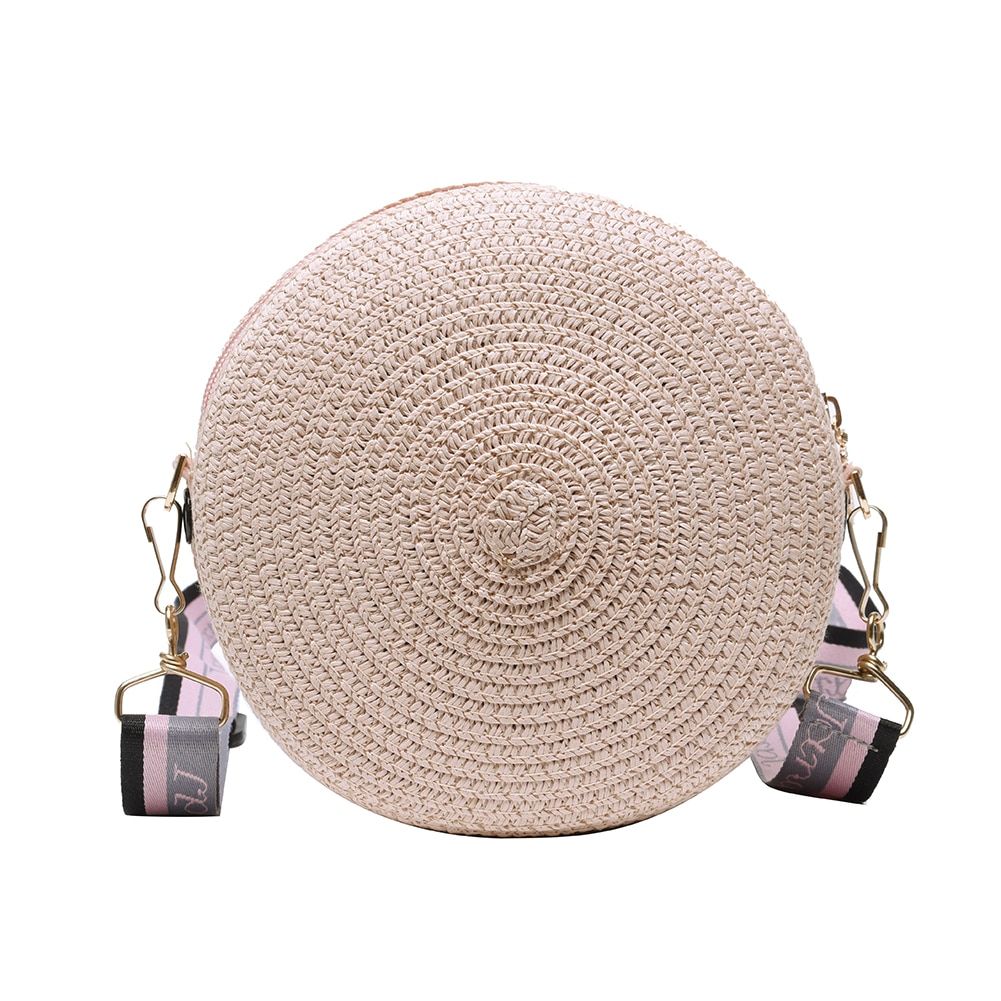 Woven Shoulder Bag Round Straw Shoulder Bag Small Beach HandBags Women Summer Hollow Handmade Messenger Crossbody Bags