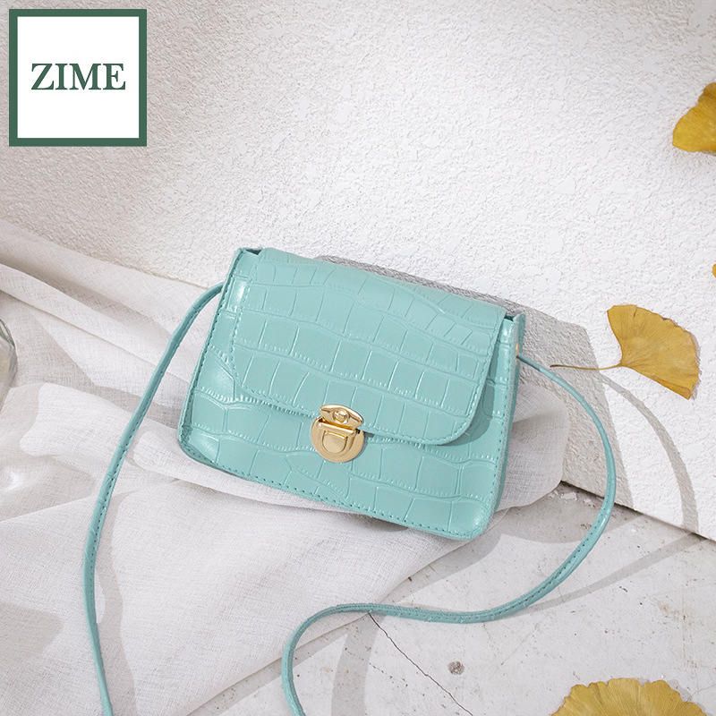 ZIME Summer and autumn new Korean women's trendy fashion bag shoulder diagonal crocodile pattern small square bag