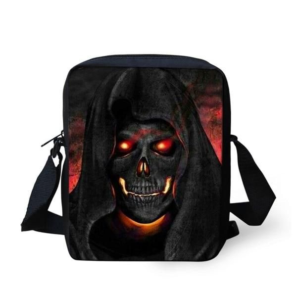 Instantarts Vintage Anime Punk Skull Reaper Printing Men Small Messenger Bags Brand Designer Shoulder Bag Boys Crossbody Bags