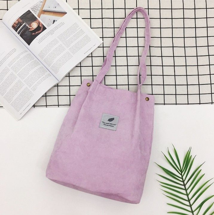 [BXX] High Capacity Women Corduroy Tote Ladies Casual Solid Color Shoulder Bag Foldable Reusable Women Shopping Beach Bag HI793