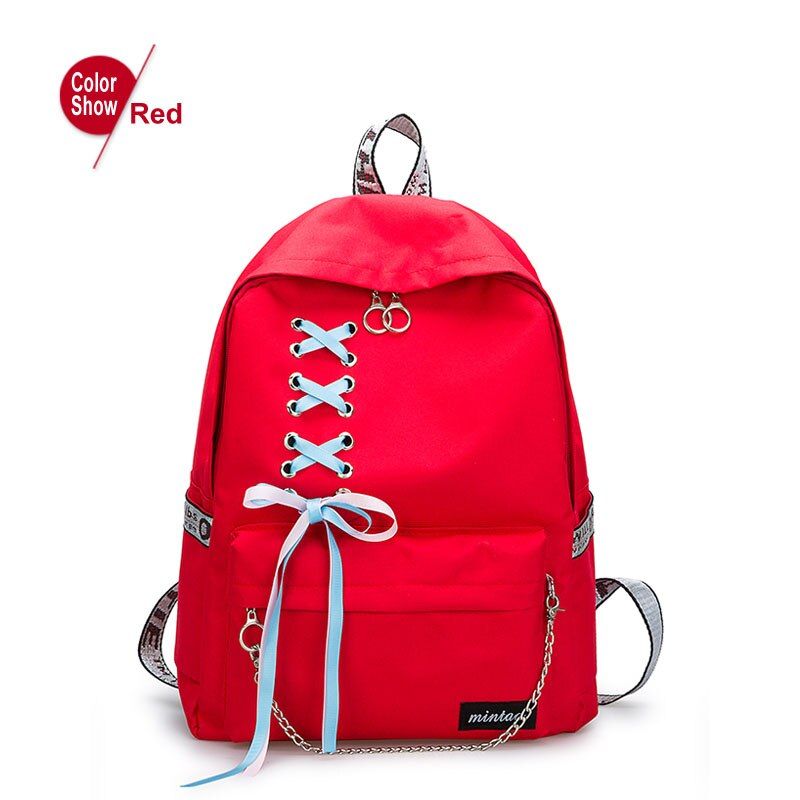 2020 New Backpack Female for Teenage Girls School Bags Ribbon Hip Hop Bags Rucksack Female Travel Backpacks Oxford