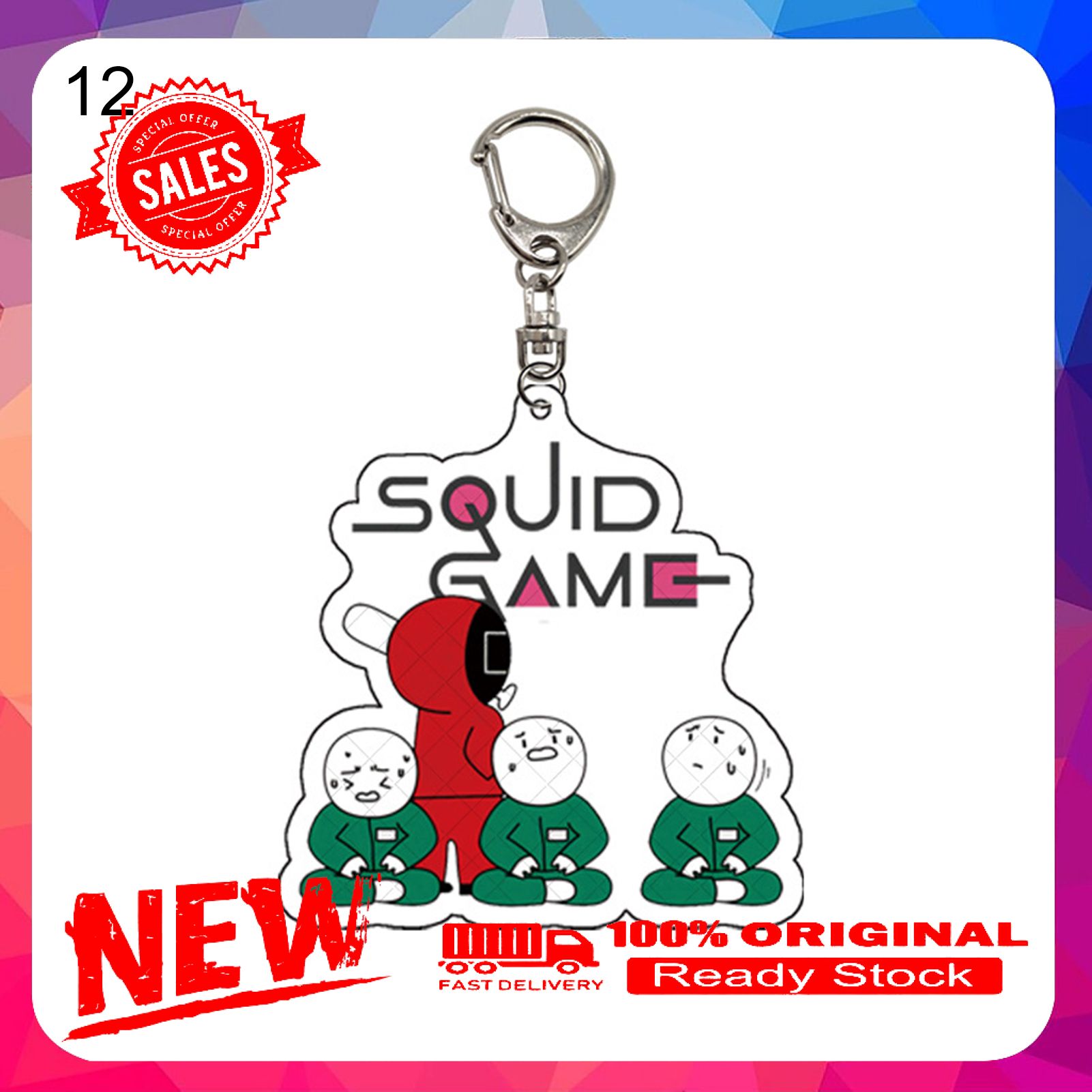 Squid Game Keychain Soldier Triangle Series Creative Ornament Lovely Mini Doll Figurine Key Ring Backpack Pendant
