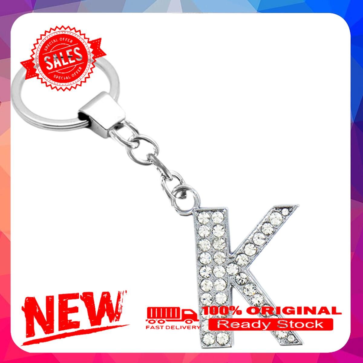 Stylish Alphabet Rhinestone Inlaid Pendant Keychain Key Ring Holder Bag Hangings
