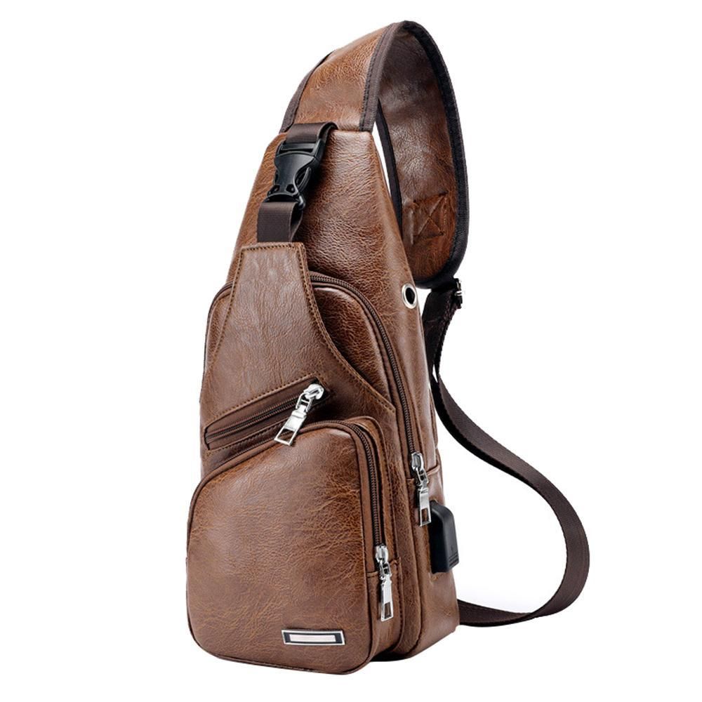 Oem New Style Men'S Shoulder Pack Men'S Sports Pu+ Polyester Postman Pack Leisure Outdoor Hiking Postman Pack
