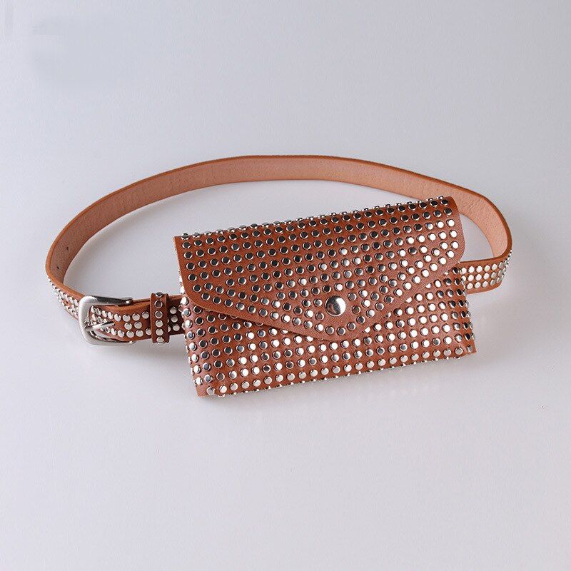2021 Women Waist Bag Female Belt New Brand High quality Pu Leather Purse Rivet Fashion Fanny Pack Ladies Waist Pack Belly Bags