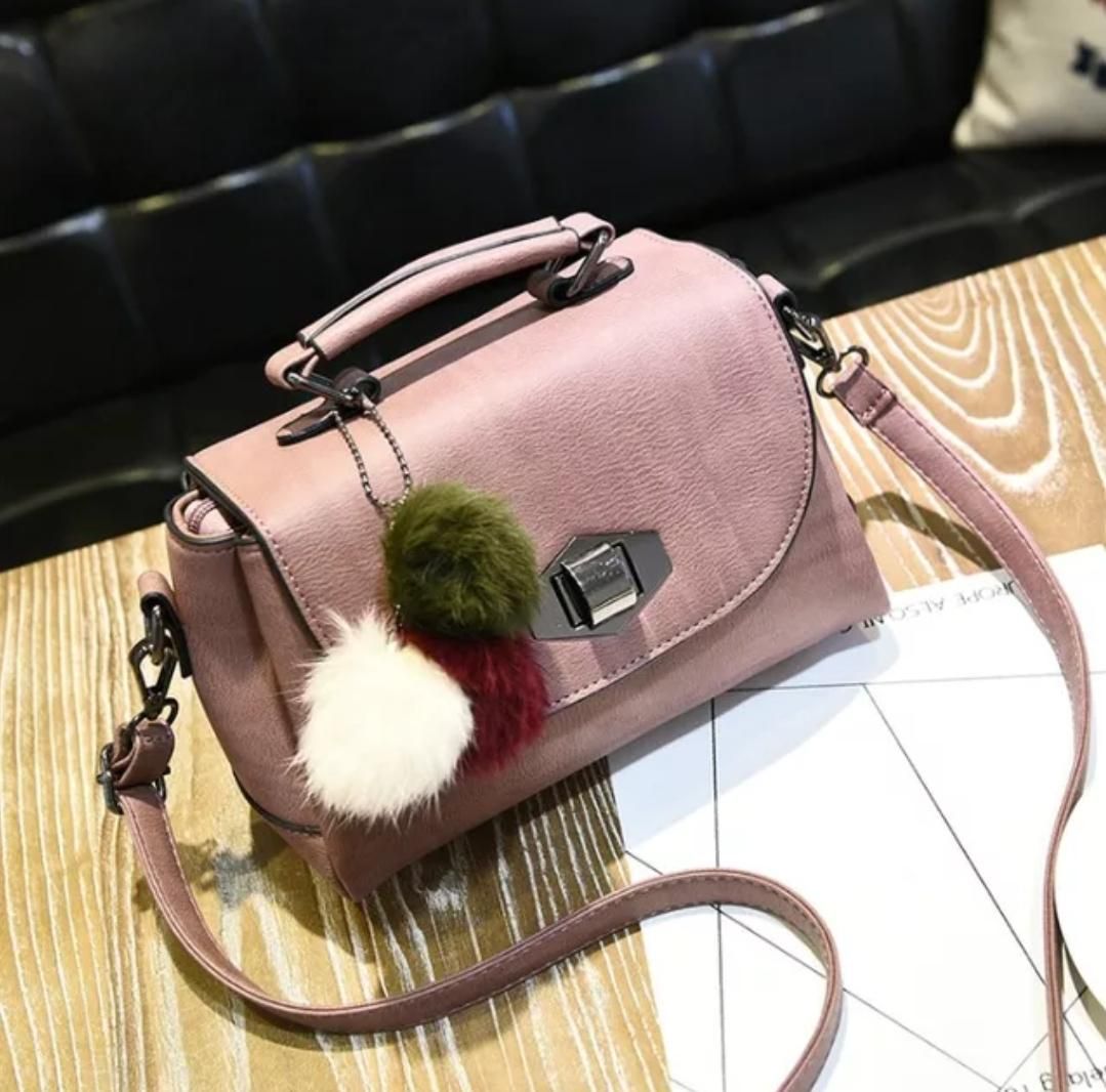 Pu Leather Handbag For Women - Baby Pink