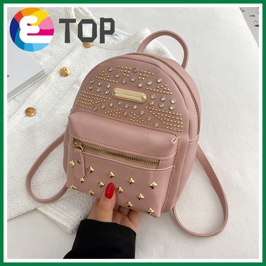 Female bag autumn and winter Korean candy color personalized rivets ladies change small backpack