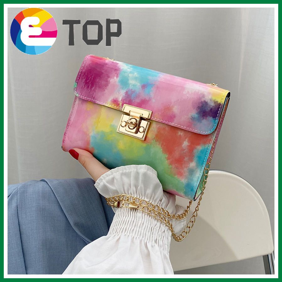 Summer Korean printing snake pattern cloud lock chain small square bag shoulder diagonal bag