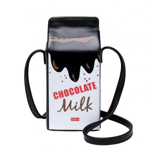 Portable Women Funny Milk Box Shape Shoulder Bag Phone  Crossbody Pouch Female Crossbody Bag Daily Shoulder Bag Ladies Bags