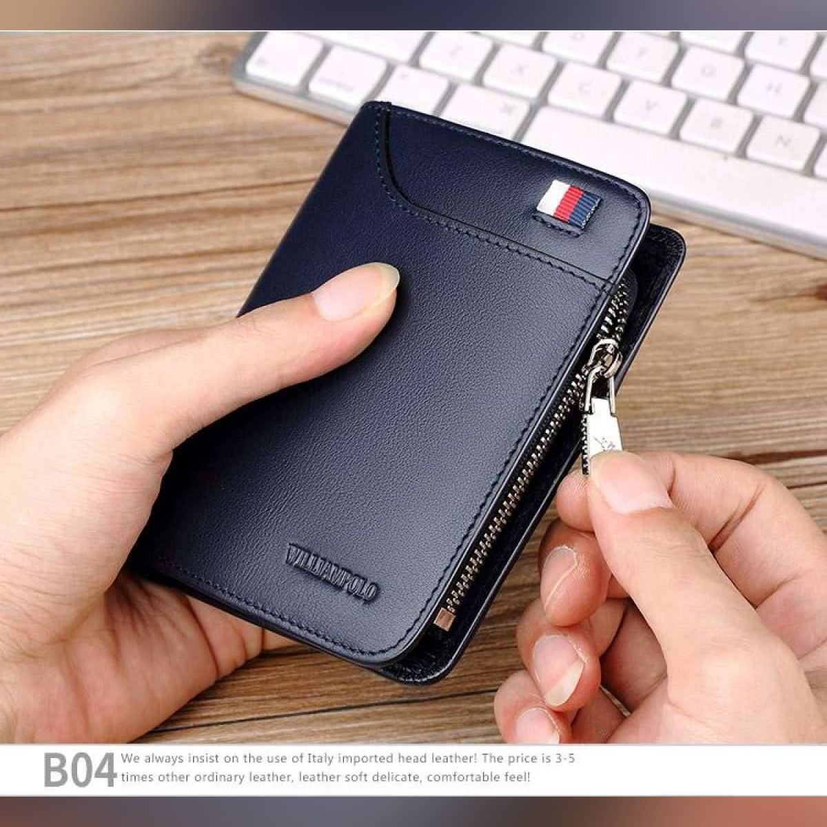 WILLIAMPOLO Men Wallet mens slim Credit Card Holder Bifold (Leather) mini Multi Card Case Slots CowhideLeather Wallet New - Wallet For Men - Money Bag For Men - মানি ব্যাগ