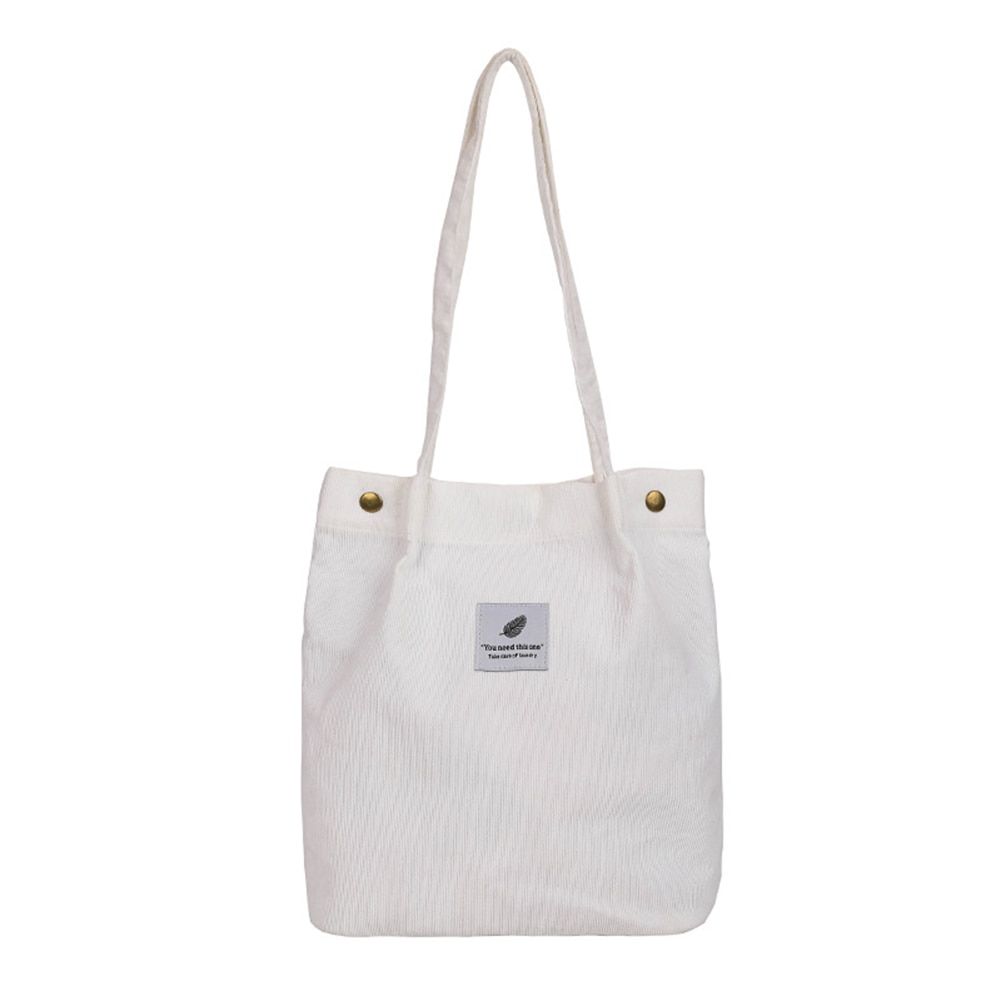 High Capacity Women Corduroy Tote Ladies Casual Shoulder Bag Foldable Reusable Shopping Beach Bag